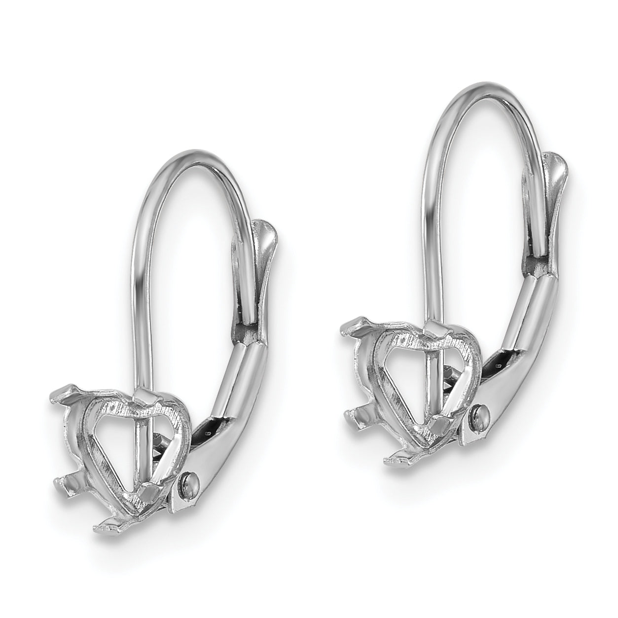 14k White Gold 5mm Heart Leverback Mounting (No Stone Included)