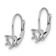 14k White Gold 5mm Heart Leverback Mounting (No Stone Included)