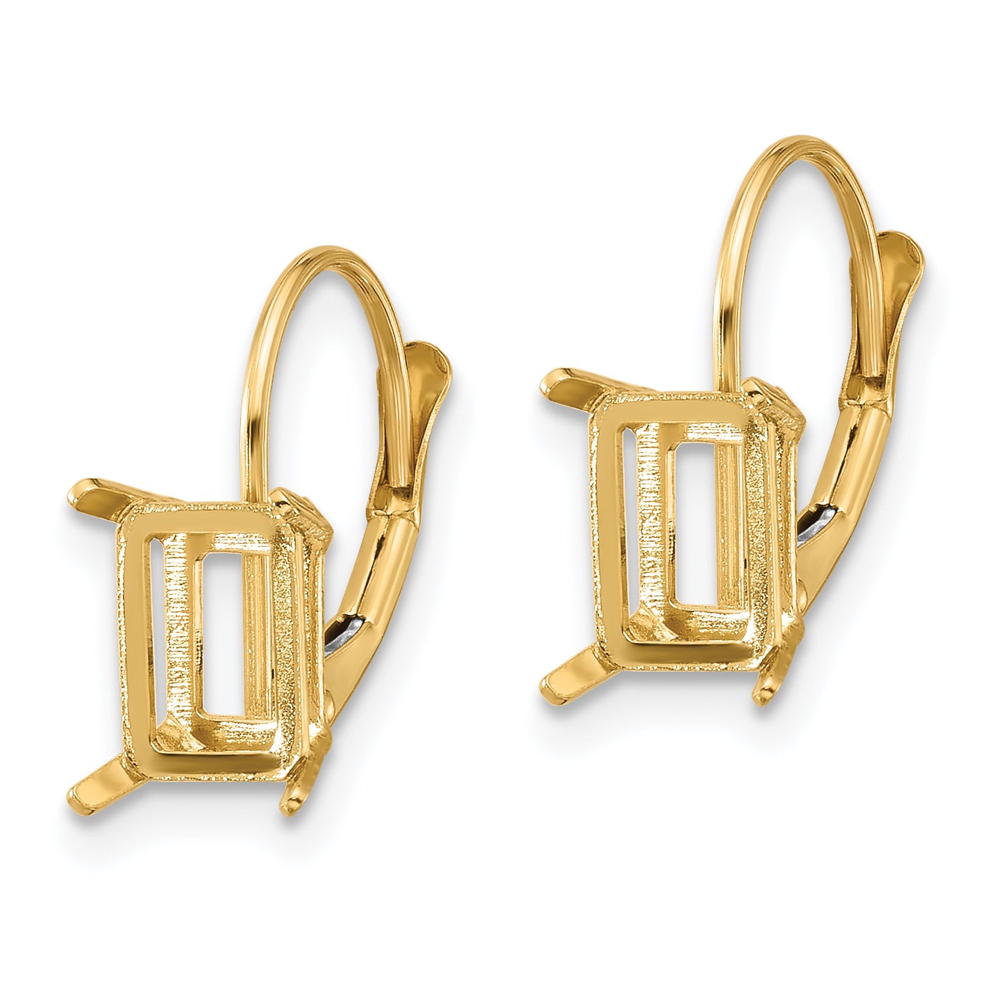 Emerald-Cut Leverback Earring Mountings in 14K Yellow Gold Secondary image