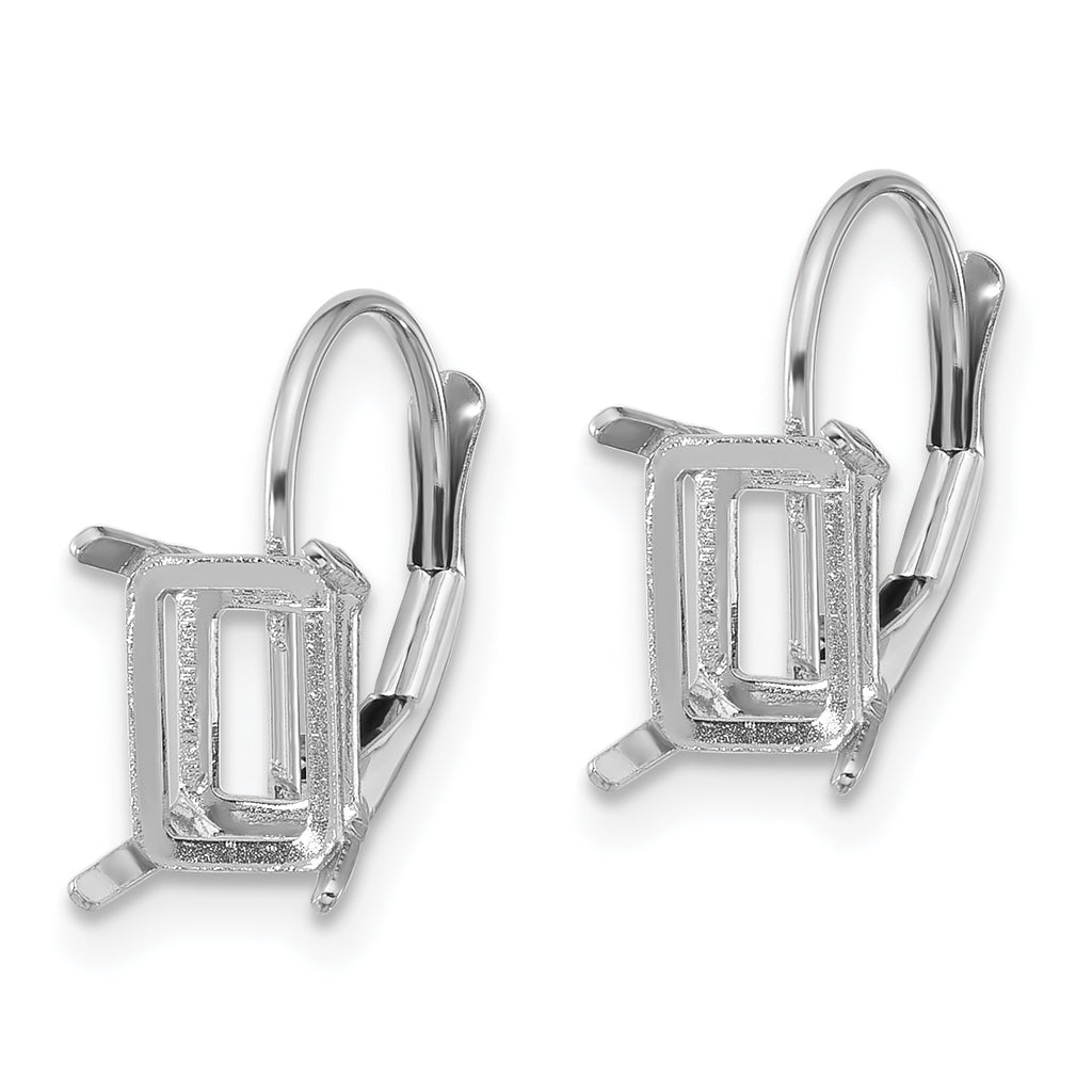14k White Gold 7x5mm Emerald Leverback Mounting (No Stone Included)