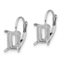 14k White Gold 7x5mm Emerald Leverback Mounting (No Stone Included)