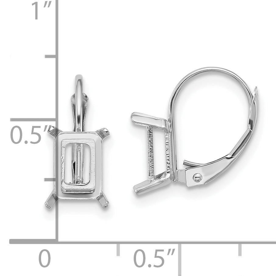 14k White Gold 7x5mm Emerald Leverback Mounting (No Stone Included)