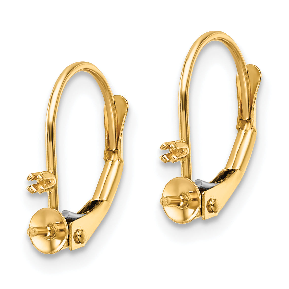 14k 5-5.5mm Pearl & Diamond Leverback Earring Mounting (No Stone Included) Secondary image