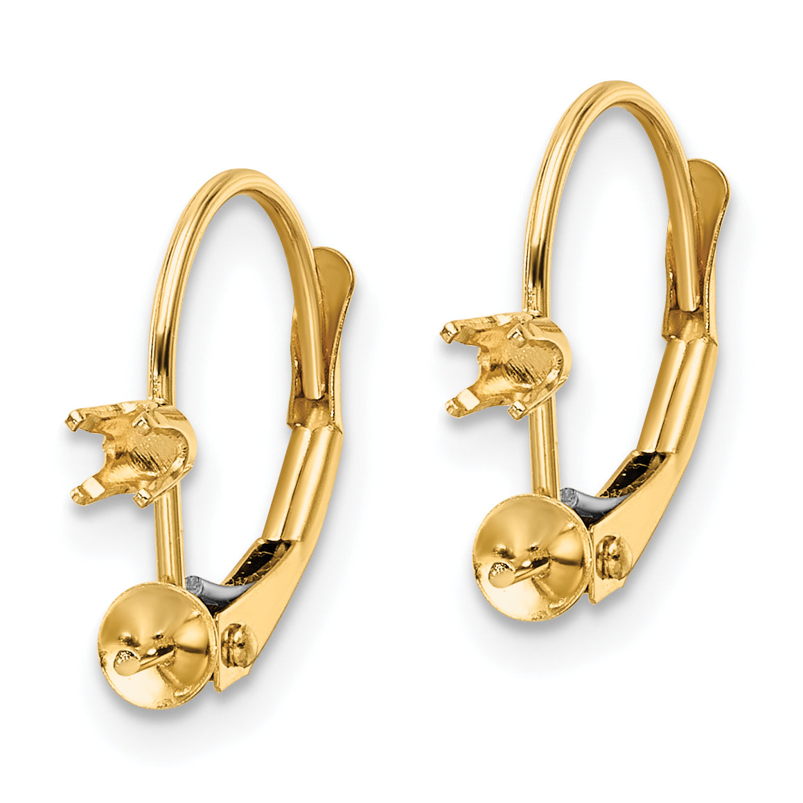 14k 6-6.5mm Pearl & Diamond Leverback Earring Mounting (No Stone Included) Secondary image