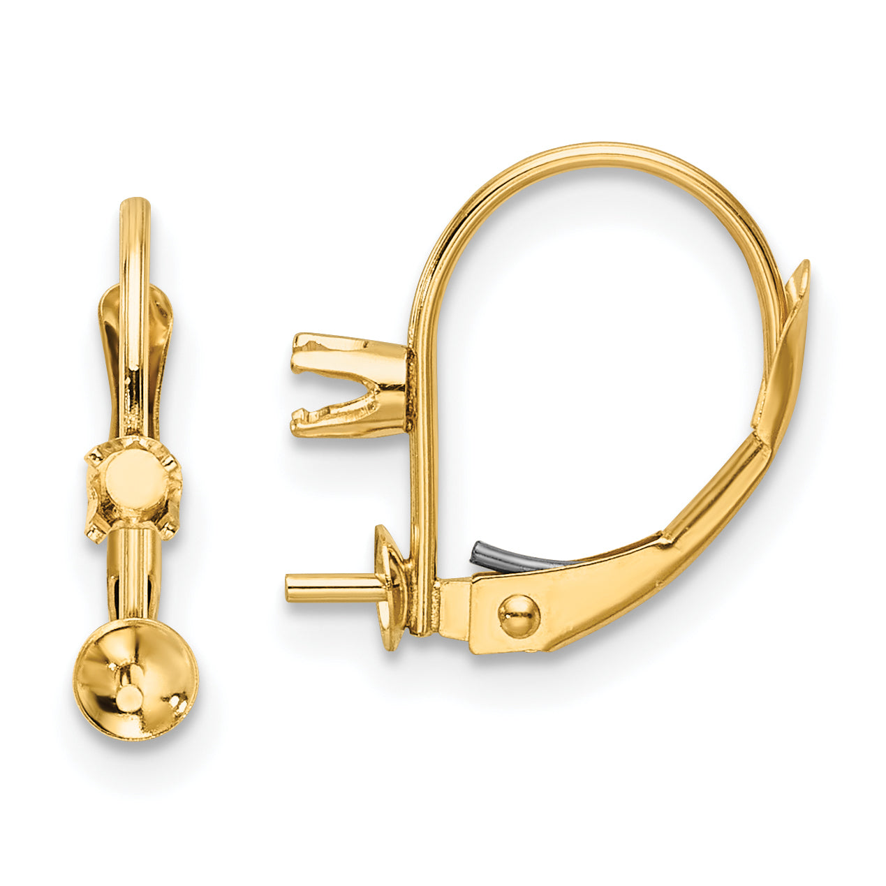 14k 6-6.5mm Pearl & Diamond Leverback Earring Mounting (No Stone Included) Main image