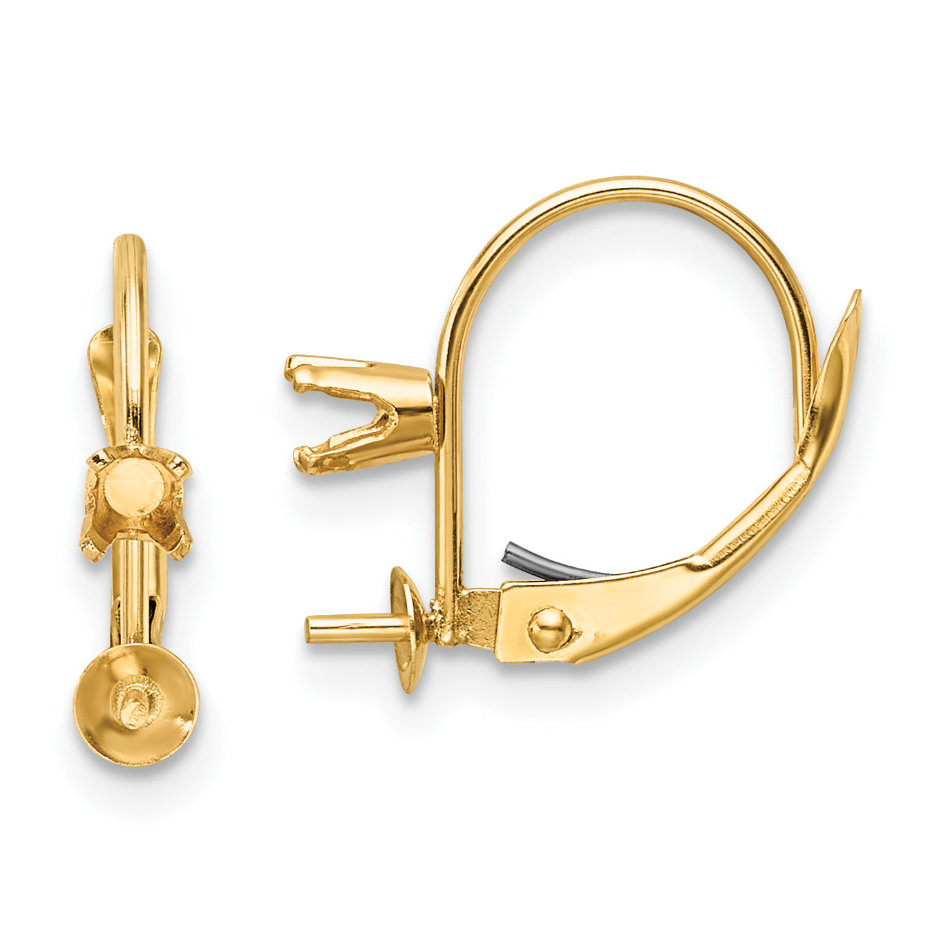 14k 7-7.5mm Pearl & Diamond Leverback Earring Mounting (No Stone Included) Main image