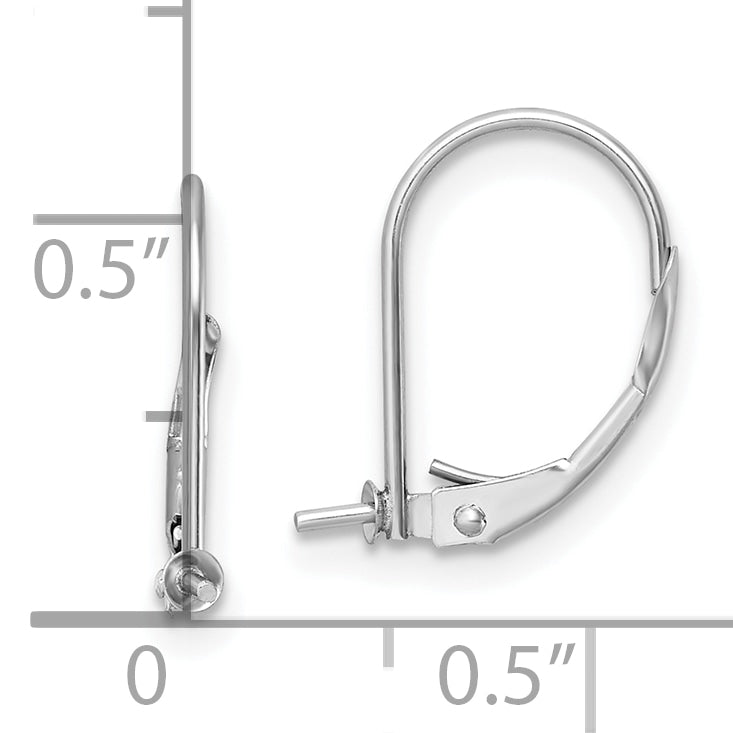 14k White Gold 5-5.5mm Pearl Leverback Earring Mounting (No Stone Included)