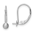 14k White Gold 6-6.5mm Pearl Leverback Earring Mounting (No Stone Included)
