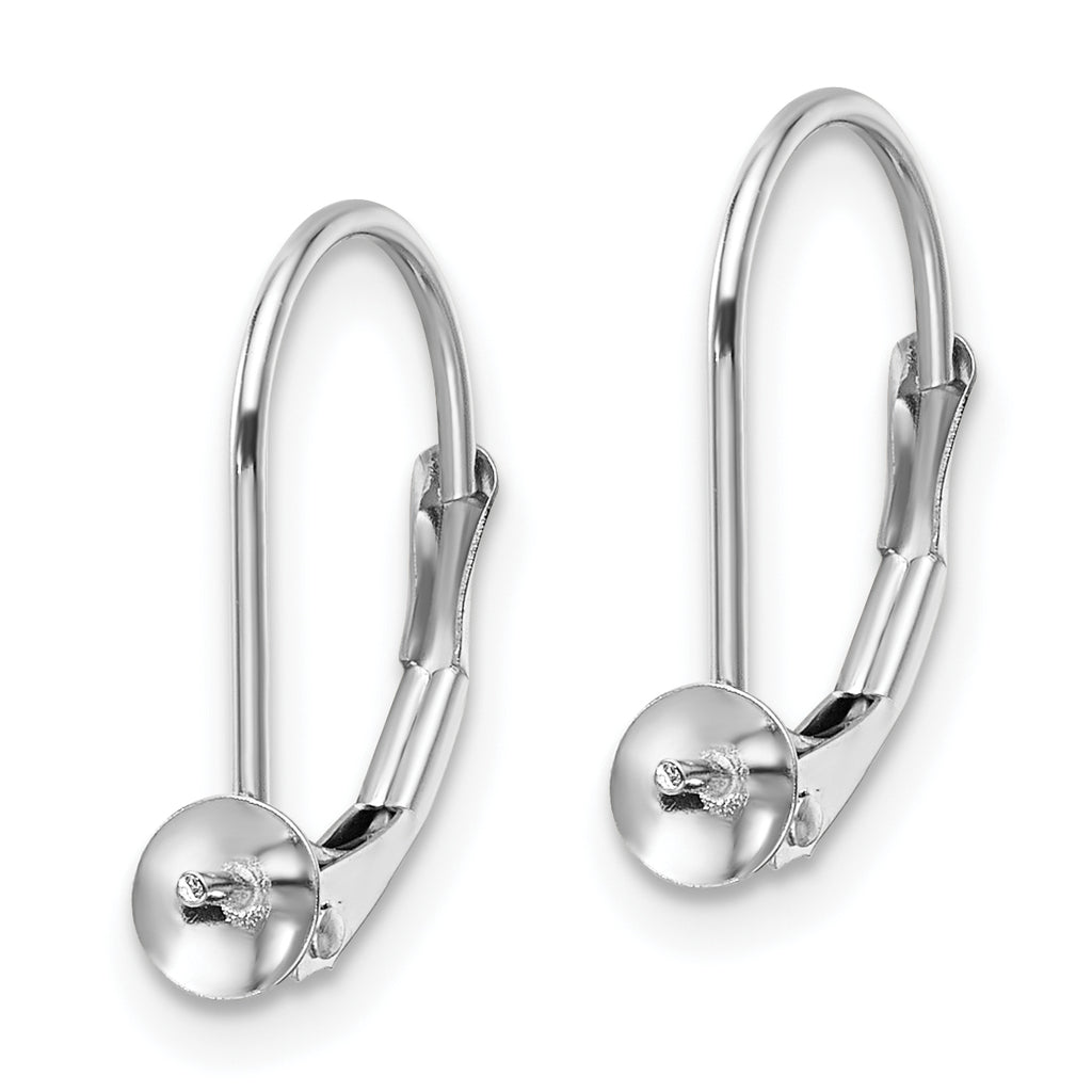 14k White Gold 7-7.5mm Pearl Leverback Earring Mounting (No Stone Included)
