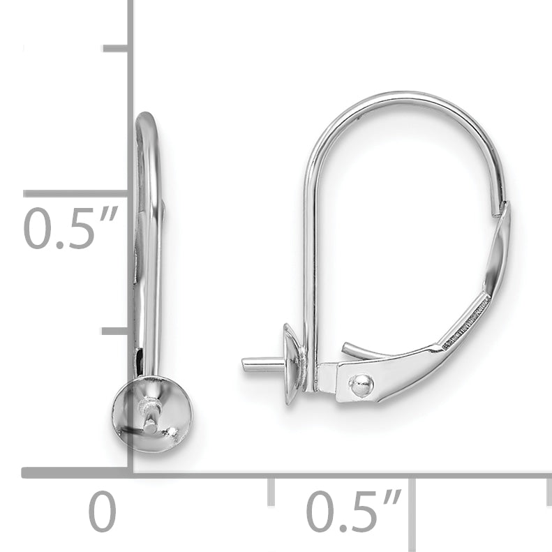 14k White Gold 7-7.5mm Pearl Leverback Earring Mounting (No Stone Included)