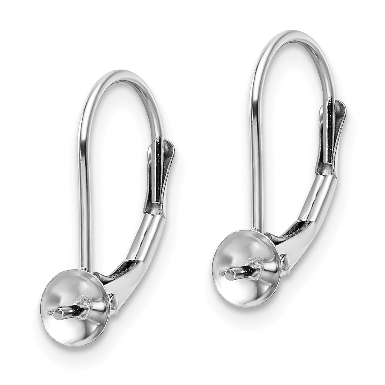 14k White Gold 8-8.5mm Pearl Leverback Earring Mounting (No Stone Included)