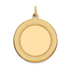14k Etched Design Edge .018 Gauge Round Engravable 22mm Disc Charm