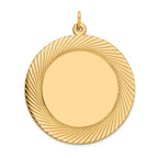 Round Disc Charm in 14K Yellow Gold, 33mm Textured Engravable - Sophia Jewelers
