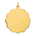14k .027 Gauge Engravable Round Scalloped 28x25mm Disc Charm