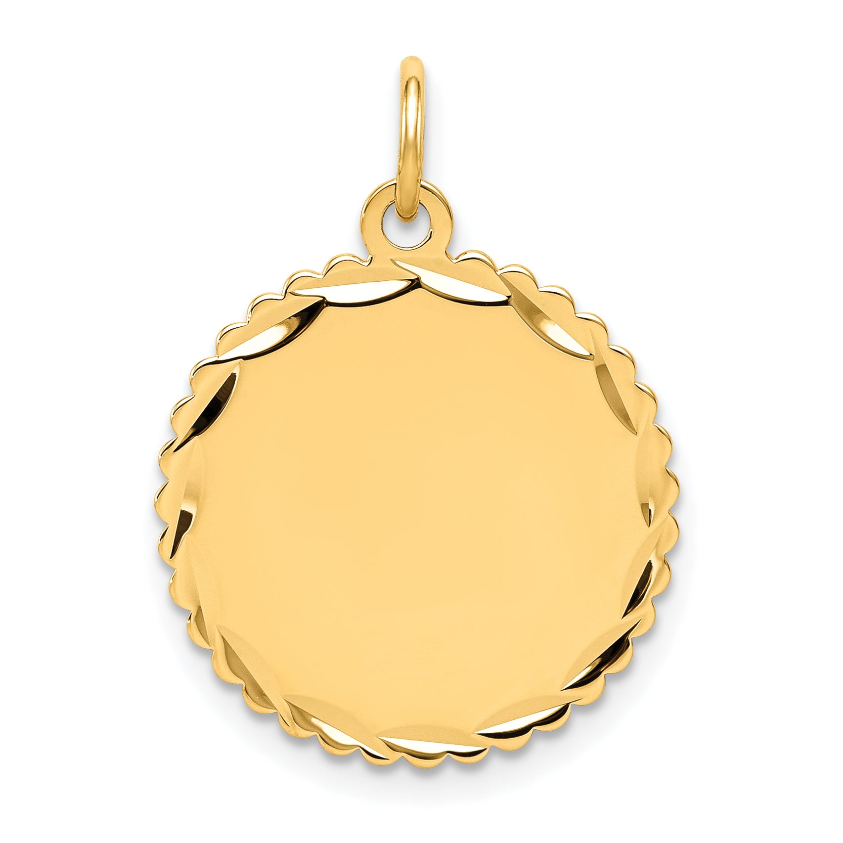 14K .011 Gauge Engravable Scalloped Disc Charm Secondary image