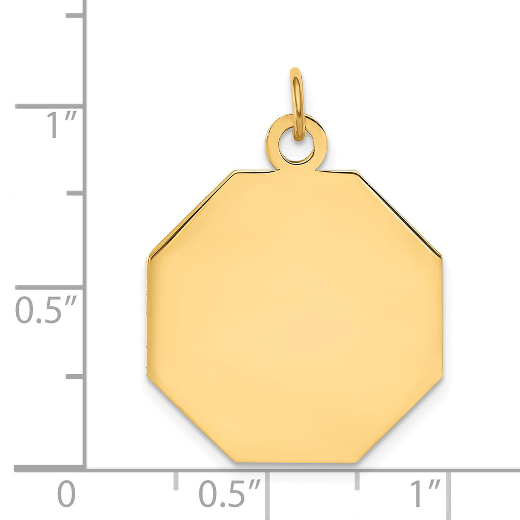 Octagonal Disc Charm in 14K Yellow Gold, 23x21mm Engravable, .027 Gauge - Sophia Jewelers