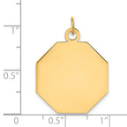 14k Plain .018 Gauge Engravable Octagonal 23x21mm Disc Charm