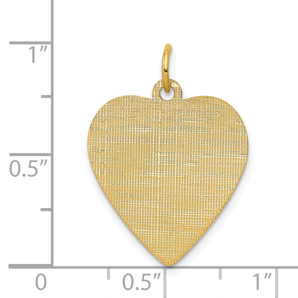 14k Patterned .018 Gauge Engravable Heart Disc Charm