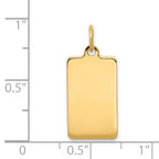 14k Plain .027 Gauge Rectangular Engravable Disc Charm