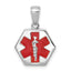 14K White Gold Textured Back Enameled Medical Disk Pendant
