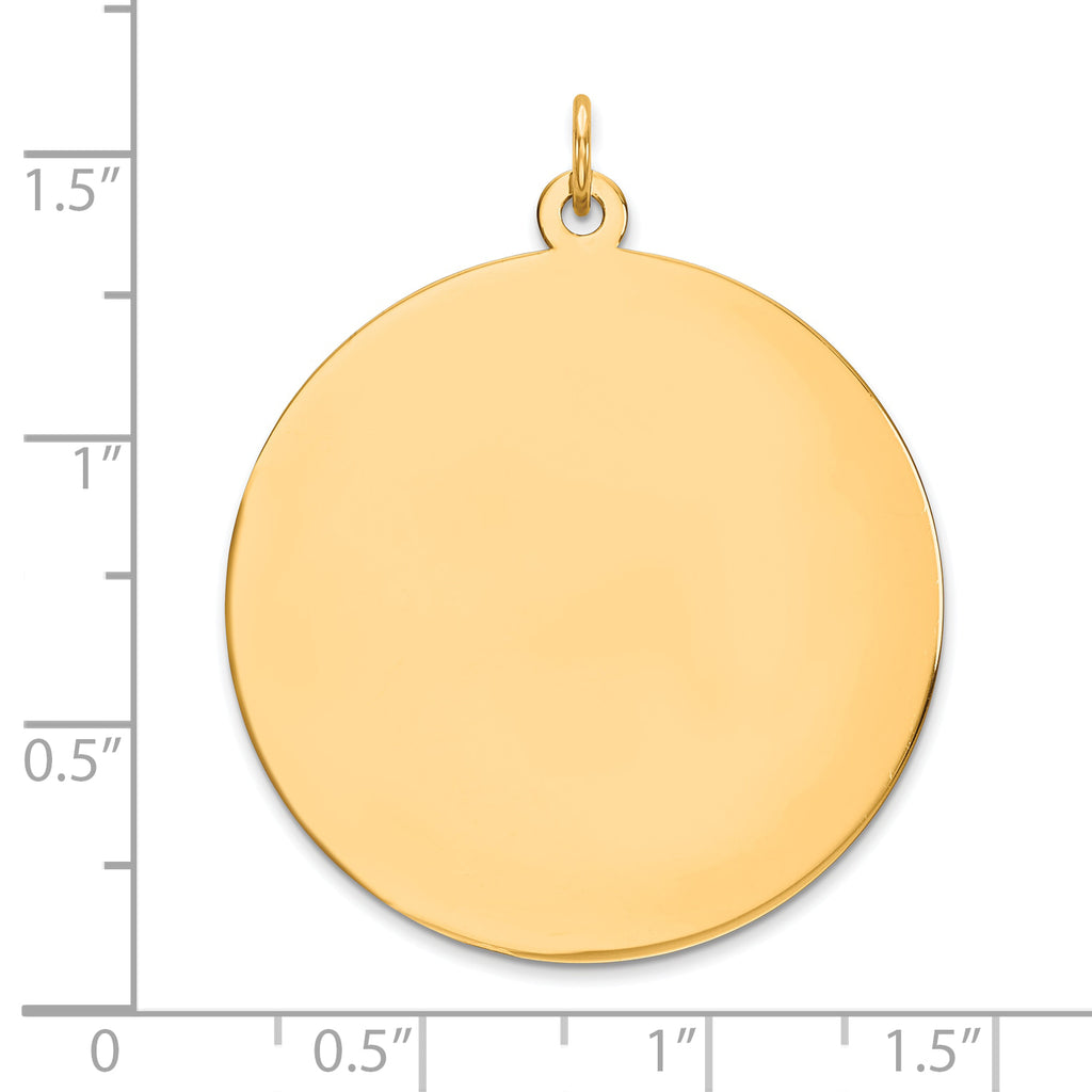 14k Plain .018 Gauge Round Engravable 32mm Disc Charm