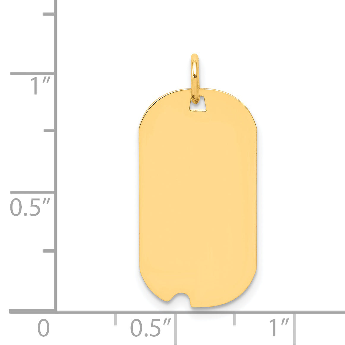 14k Plain .013 Gauge Engravable 25x13mm Dog Tag with Notch Disc Charm