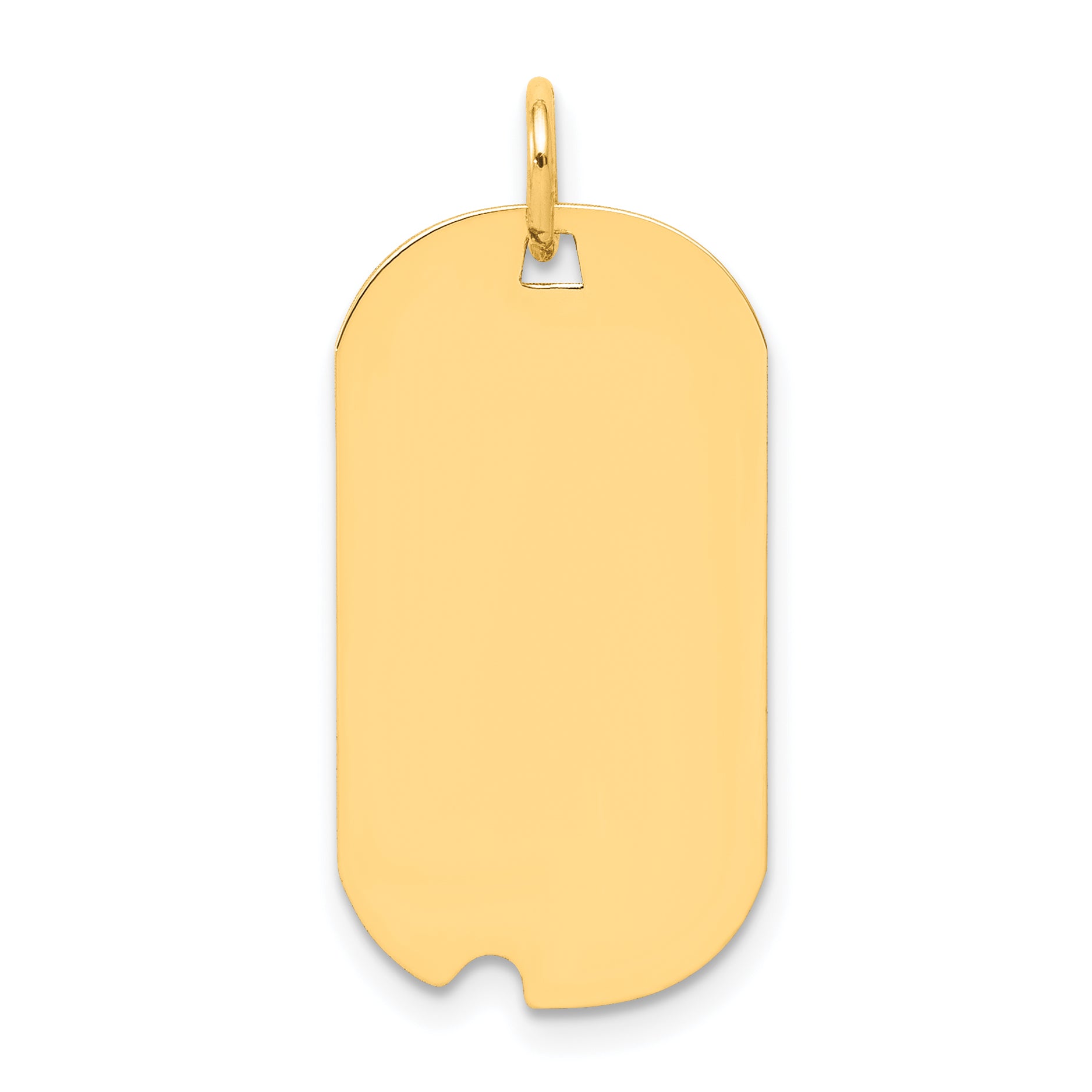 14k Plain .013 Gauge Engravable 25x13mm Dog Tag with Notch Disc Charm Main image