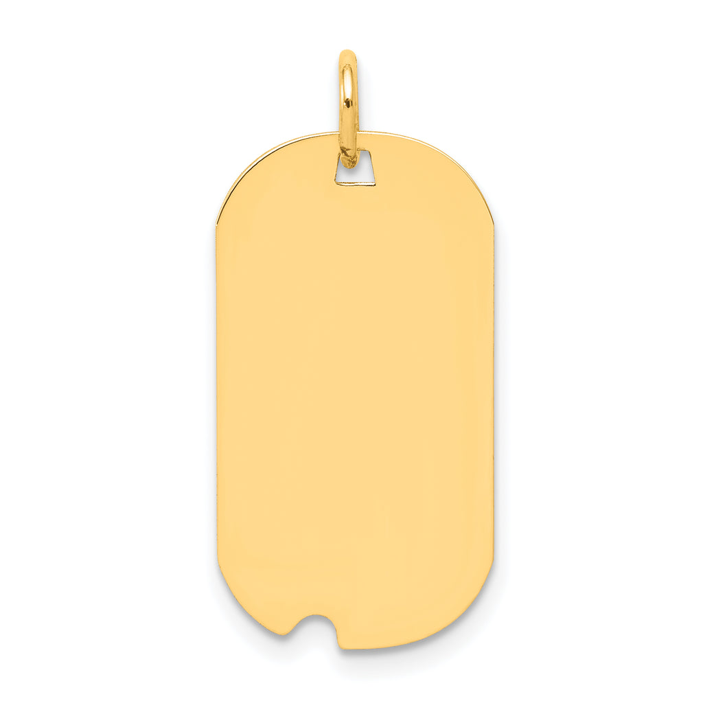14k Plain .013 Gauge Engravable 25x13mm Dog Tag with Notch Disc Charm