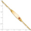 14K Medical Solid Chain/Solid Plate 26x7mm Soft Diamond Shape Off-Center Red Enamel Figaro Link 8 inch ID Bracelet