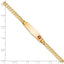 14K Medical Solid Chain/Solid Plate 26x7mm Soft Diamond Shape Off-Center Red Enamel Curb Link 8 inch ID Bracelet