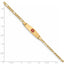 14K Medical Semi-Solid Chain/Solid Plate 26x7mm Soft Diamond Shape Centered Red Enamel Figaro Link 8 inch ID Bracelet