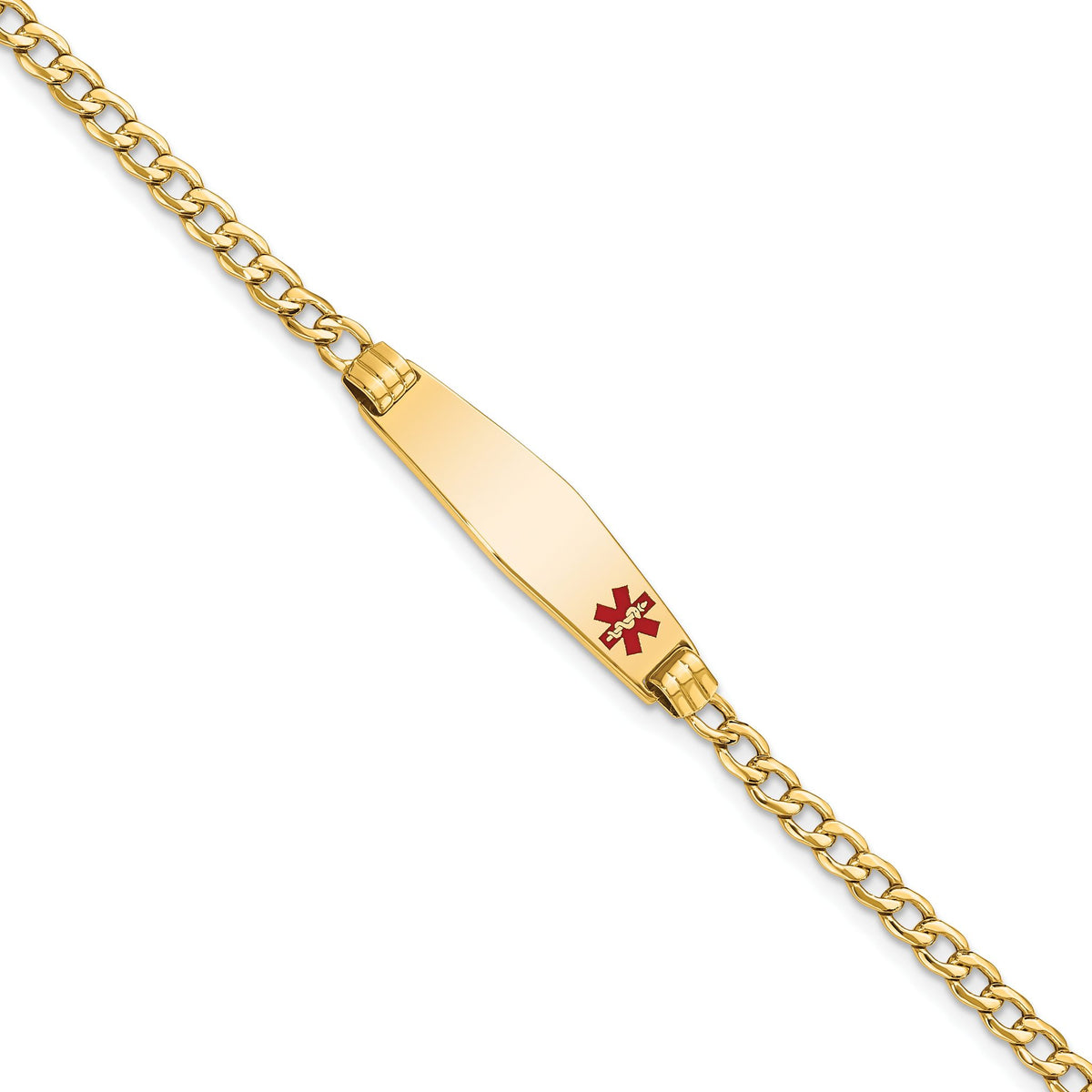Diamond Cuban Link ID Bracelet in 14K Yellow Gold, 7.5x26mm, 8 Inch - Sophia Jewelers Main image