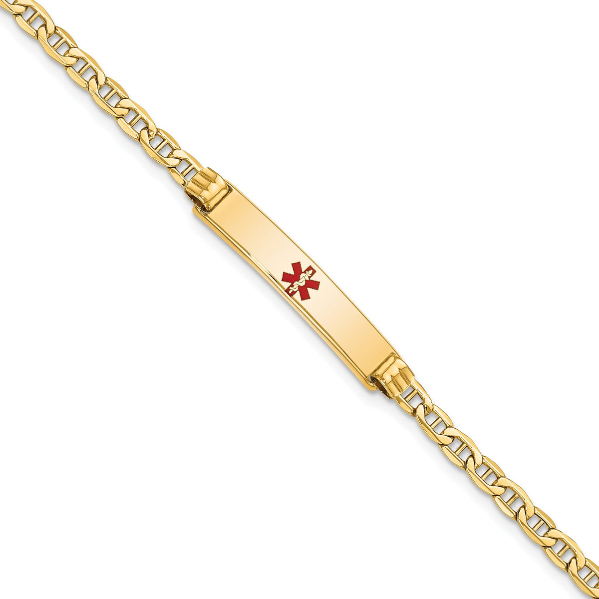 Semi-Solid Centered Anchor Link ID Bracelet in 14K Yellow Gold, 8 Inch - Sophia Jewelers Main image