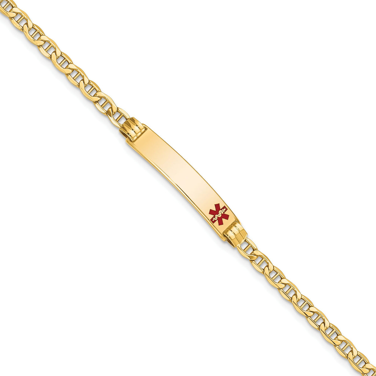 Chain Enamel Anchor Link ID Bracelet in 14K Yellow Gold, 5.5mm, 8 Inch - Sophia Jewelers Main image