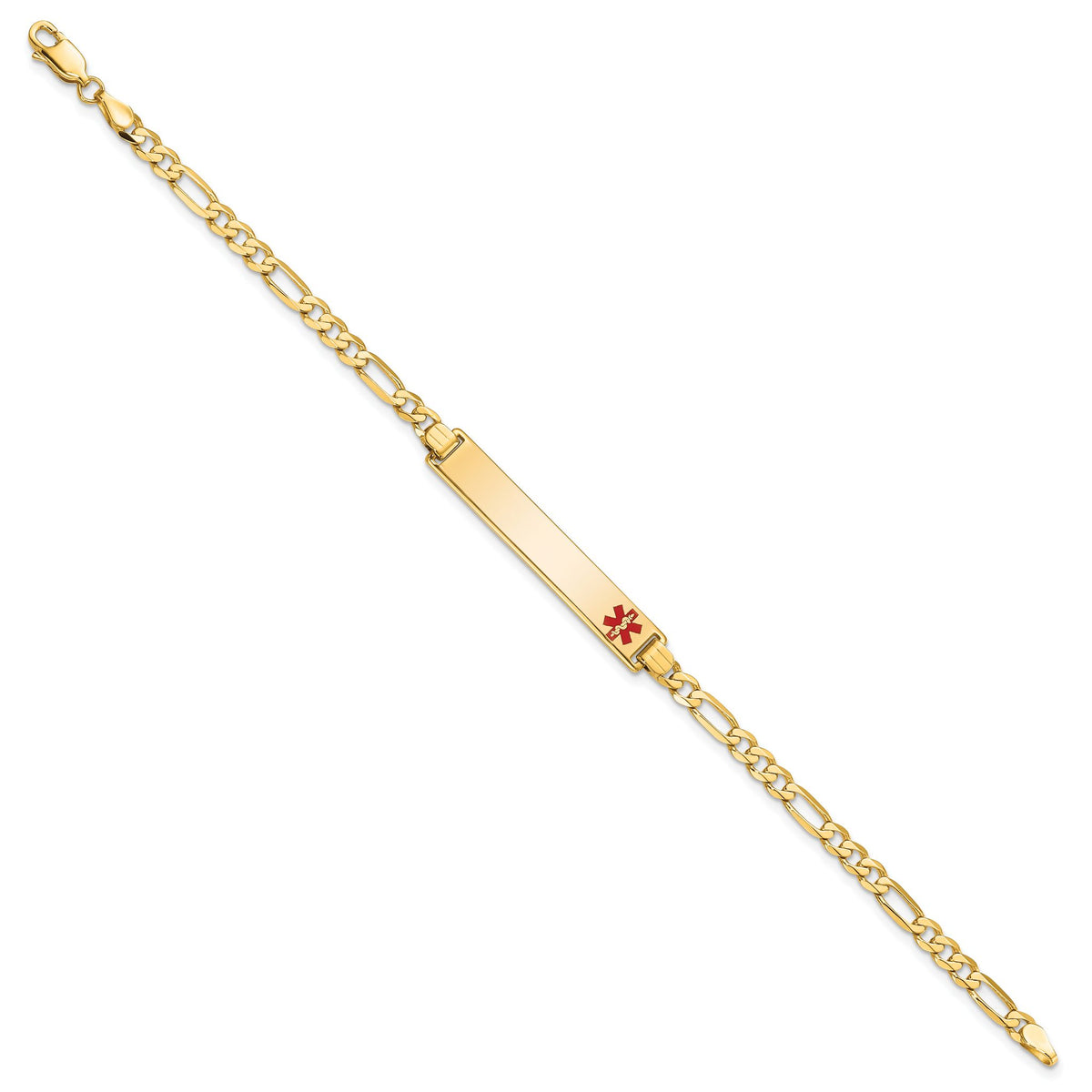 Enamel Top Placement Link ID Bracelet in 14K Yellow Gold, 8 Inch - Sophia Jewelers Main image