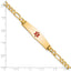 14K Medical Solid Chain/Solid Plate Soft Diamond Shape 33x8mm Centered Red Enamel Flat Figaro Link 8 inch ID Bracelet
