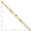 14K Medical Solid Chain/Solid Plate 34x6mm Centered Red Enamel Flat Figaro Link 8 inch ID Bracelet