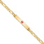 14K Medical Solid Chain/Solid Plate 34x6mm Centered Red Enamel Flat Figaro Link 7 inch ID Bracelet