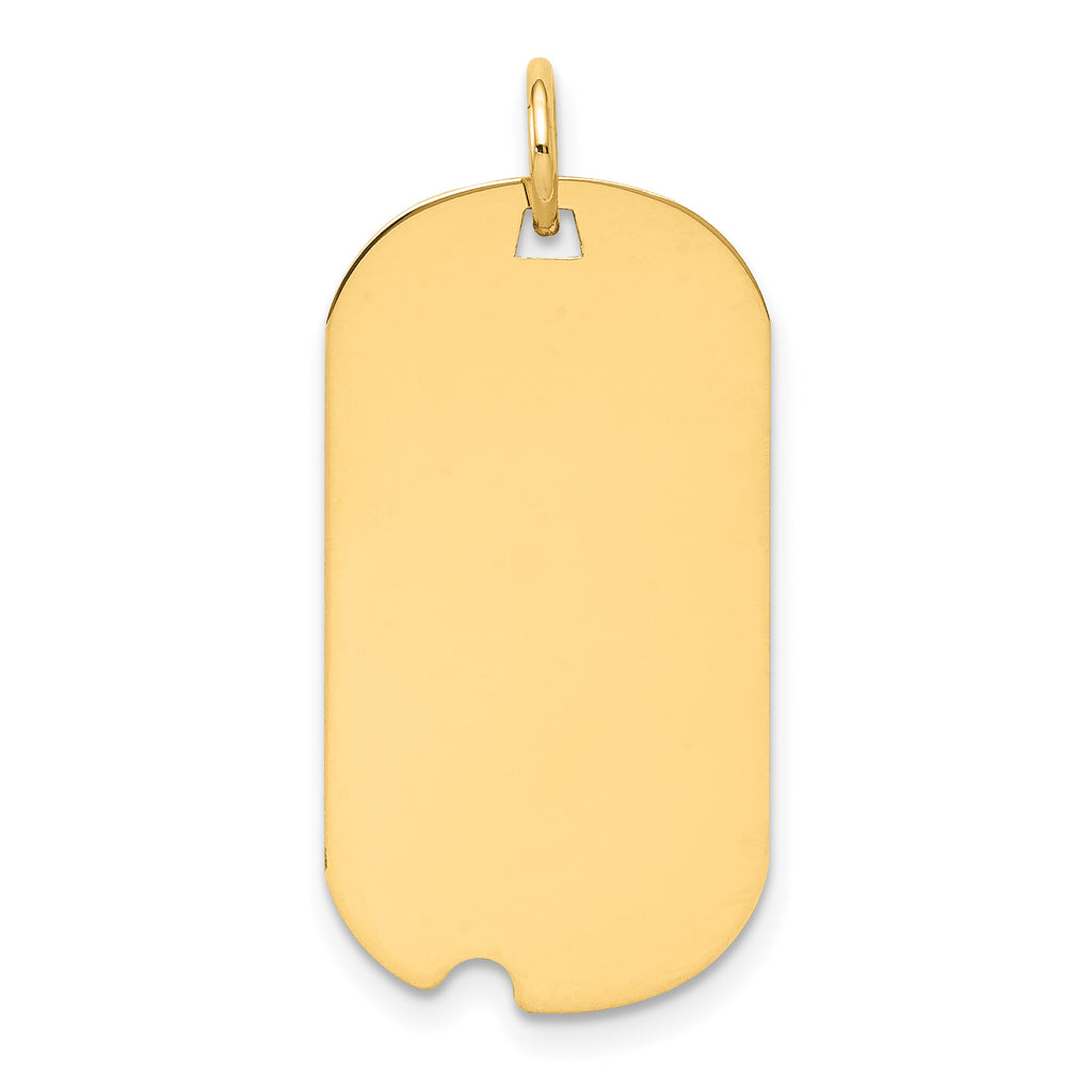 14k Plain .013 Gauge Engraveable 26x15mm Dog Tag with Notch Disc Charm