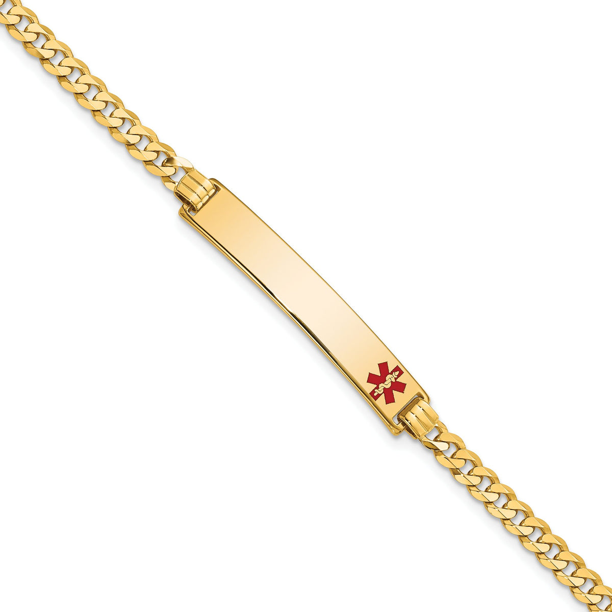 Medical Symbol Left Curb Link ID Bracelet in 14K Yellow Gold, 8 Inch - Sophia Jewelers Main image