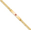 14K Medical Solid Chain/Solid Plate 34x6mm Centered Red Enamel Flat Curb Link 7 inch ID Bracelet