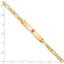 14K Medical Semi-Solid Chain/Solid Plate 34x6mm Centered Red Enamel Figaro Link 8 inch ID Bracelet