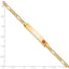 14K Medical Semi-Solid Chain/Solid Plate 35x6mm Off-Center Red Enamel Figaro Link 8 inch ID Bracelet