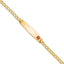 14K Medical Semi-Solid Chain/Solid Plate Soft Diamond Shape 34x8mm Off-Center Red Enamel Curb Link 8 inch ID Bracelet