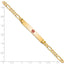 14K Medical Solid Chain/Solid Plate 37x6mm Centered Red Enamel Figaro Link 8 inch ID Bracelet