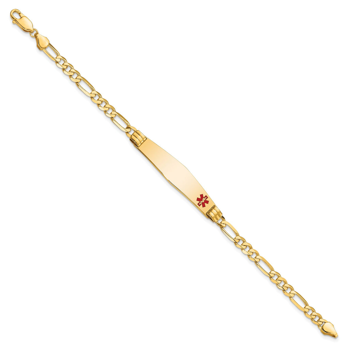 Diamond Figaro Link ID Bracelet in 14K Yellow Gold, 9x36mm, 7 Inch - Sophia Jewelers Main image