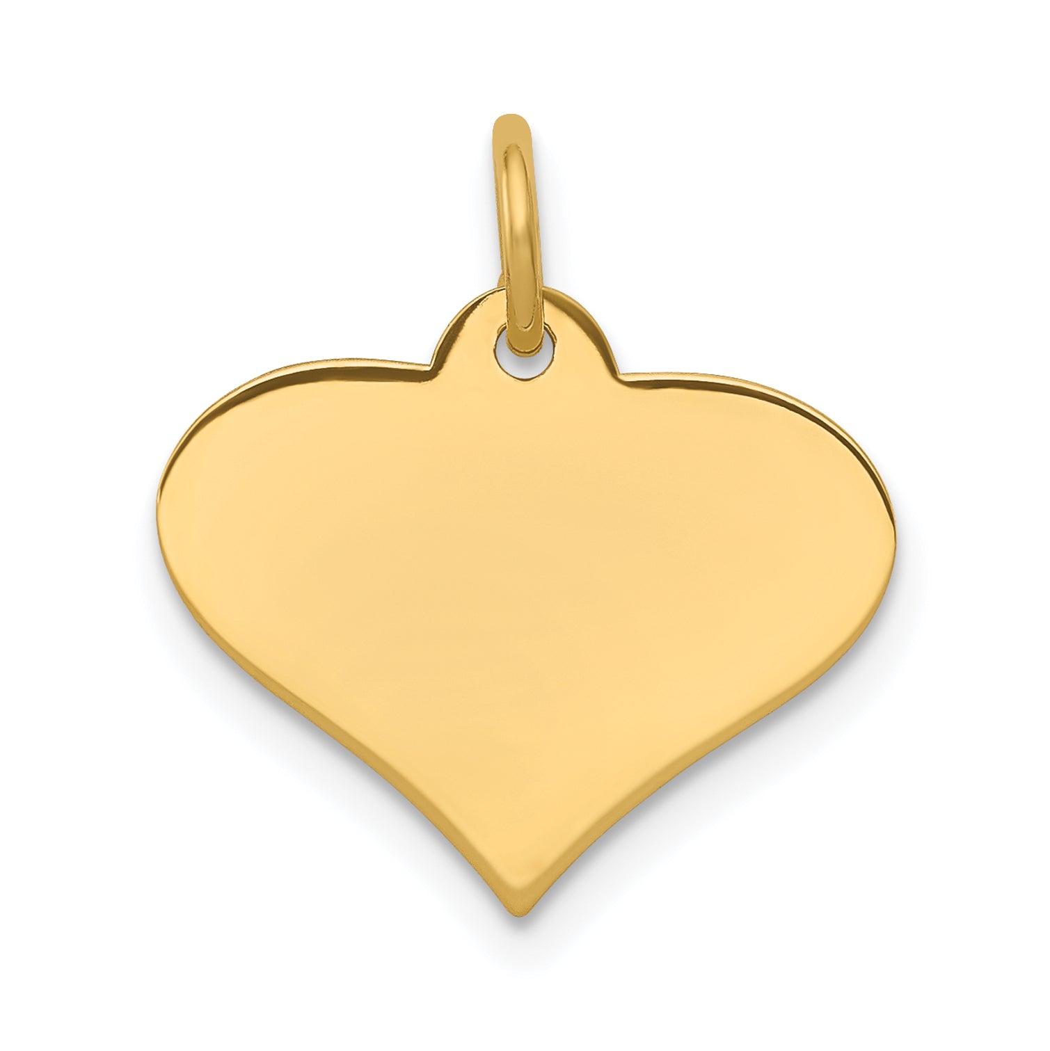 Heart Disc Charm in 14K Yellow Gold, 16x18mm Engravable, .018 Gauge Secondary image