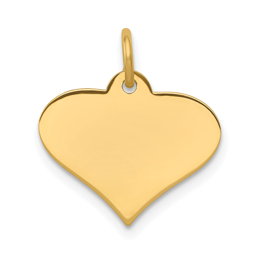 14k Plain .018 Gauge Engraveable Heart 16x18mm Disc Charm