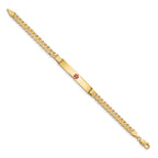 14K Medical Solid Chain/Solid Plate 37x6mm Centered Red Enamel Curb Link 8 inch ID Bracelet