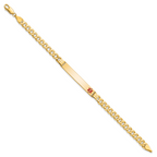14K Medical Solid Chain/Solid Plate 37x6mm Off-Center Red Enamel Curb Link 8 inch ID Bracelet